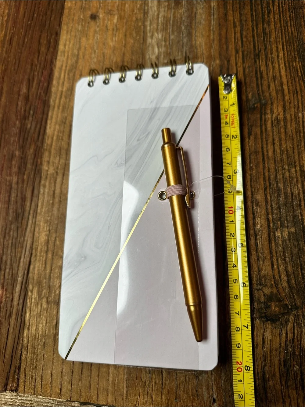 Gold Metallic Pen Attached Notebook - Home Office